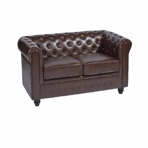 CHESTERFIELD TWO SEATER CHOCOLATE BROWN CONTRACT LEATHER