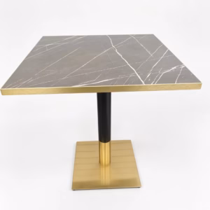 BLACK MARBLE WITH SQAURE BLACK AND GOLD BASE