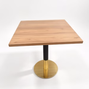 LIGHT OAK TOP WITH BLACK AND GOLD ROUND BASE