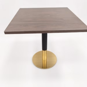LIGHT WALNUT TOP WITH BLACK AND GOLD ROUND BASE