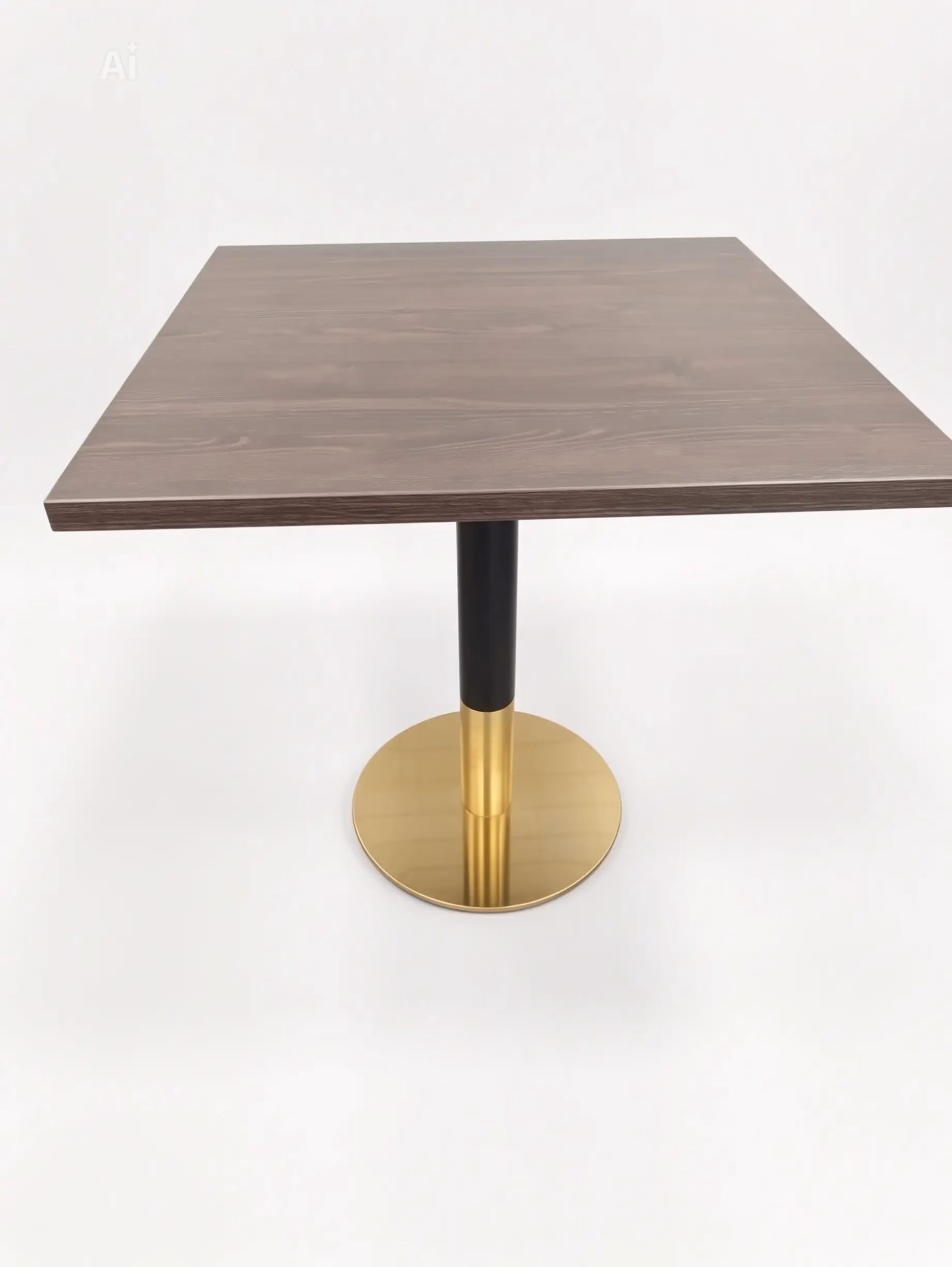 LIGHT WALNUT TOP WITH BLACK AND GOLD ROUND BASE