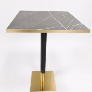 BLACK MARBLE WITH BLACK AND GOLD SQAURE POSEURE BAR HEIGHT BASE