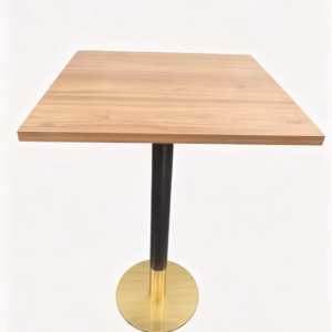 LIGHT OAK TOP WITH BLACK AND GOLD CIRCLE POSEURE BAR HEIGHT STAND