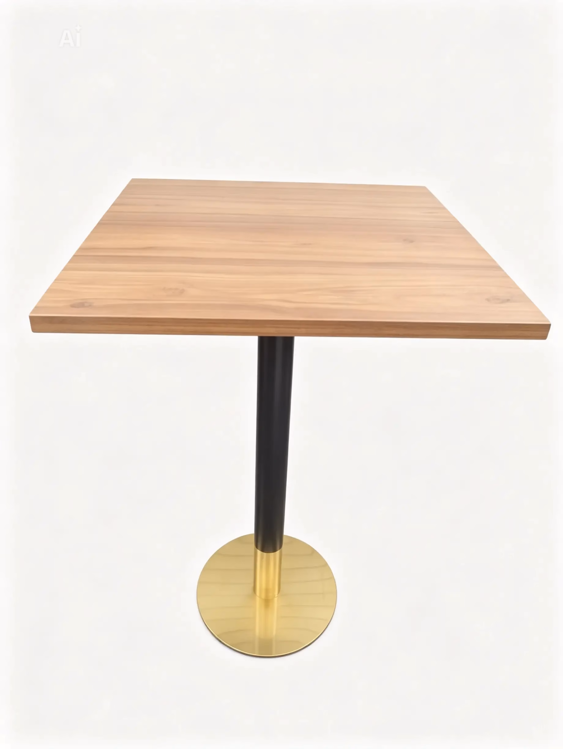 LIGHT OAK TOP WITH BLACK AND GOLD CIRCLE POSEURE BAR HEIGHT STAND