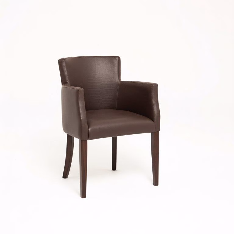 LEATHER RESTAURANT CHAIR WITH ARMS BROWN 1934