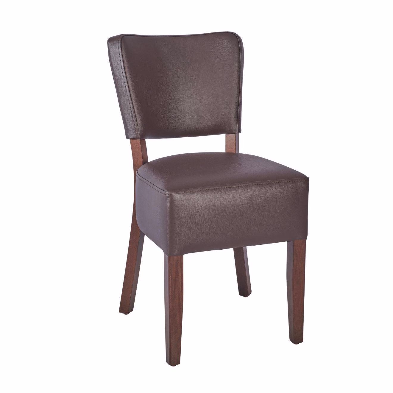 LEATHER RESTAURANT DINING CHAIR BROWN 1970