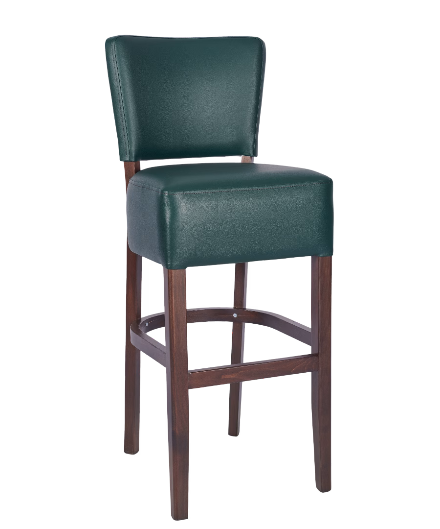 1971 Restaurant Chair Leather Bar Stool Dark Green