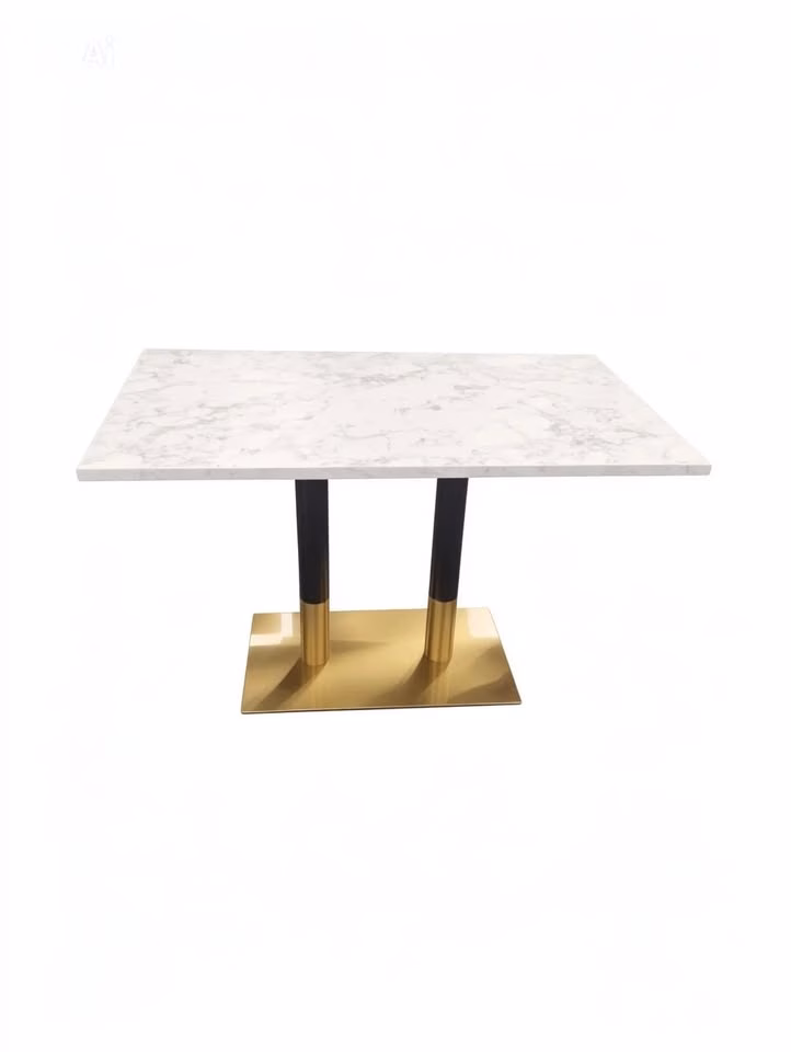 MARBLE TOP WITH BLACK AND GOLD SQAURE BASE 1200X700