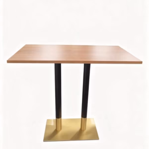 LIGHT OAK TOP WITH BLACK AND GOLD SQAURE POSEURE BASE 1200X700