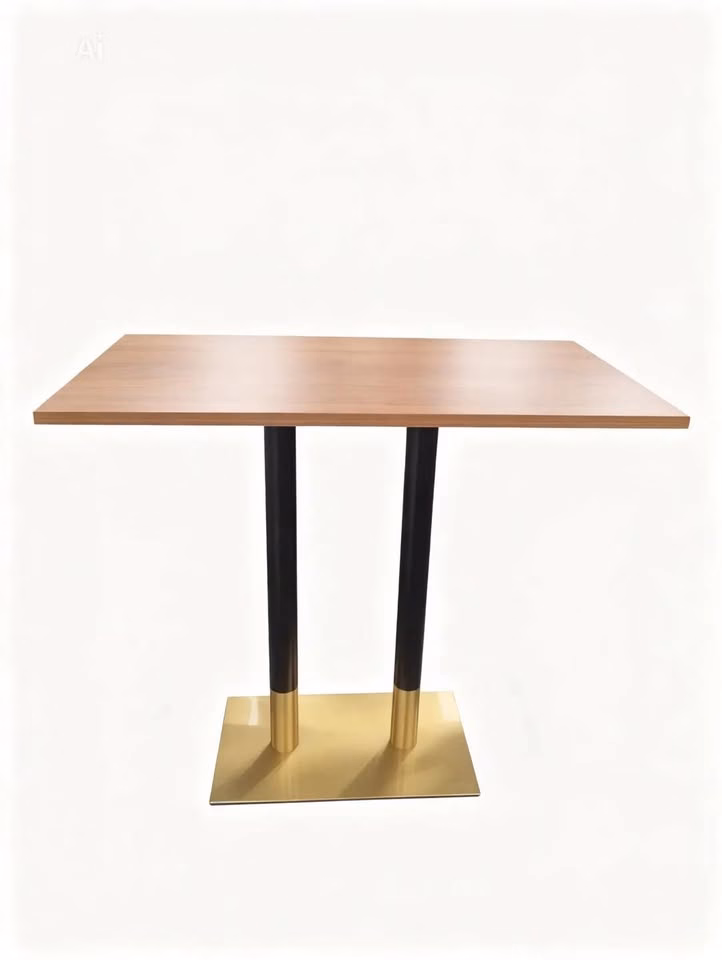 LIGHT OAK TOP WITH BLACK AND GOLD SQAURE POSEURE BASE 1200X700