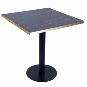 RESTAURANT TABLE BLACK MARBLE ROUND BLACK BASE