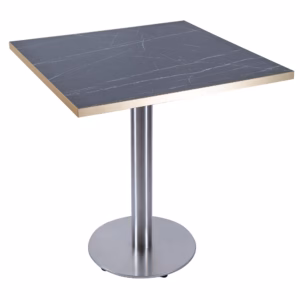 RESTAURANT TABLE BLACK MARBLE BRUSHED ROUND BASE 700X700