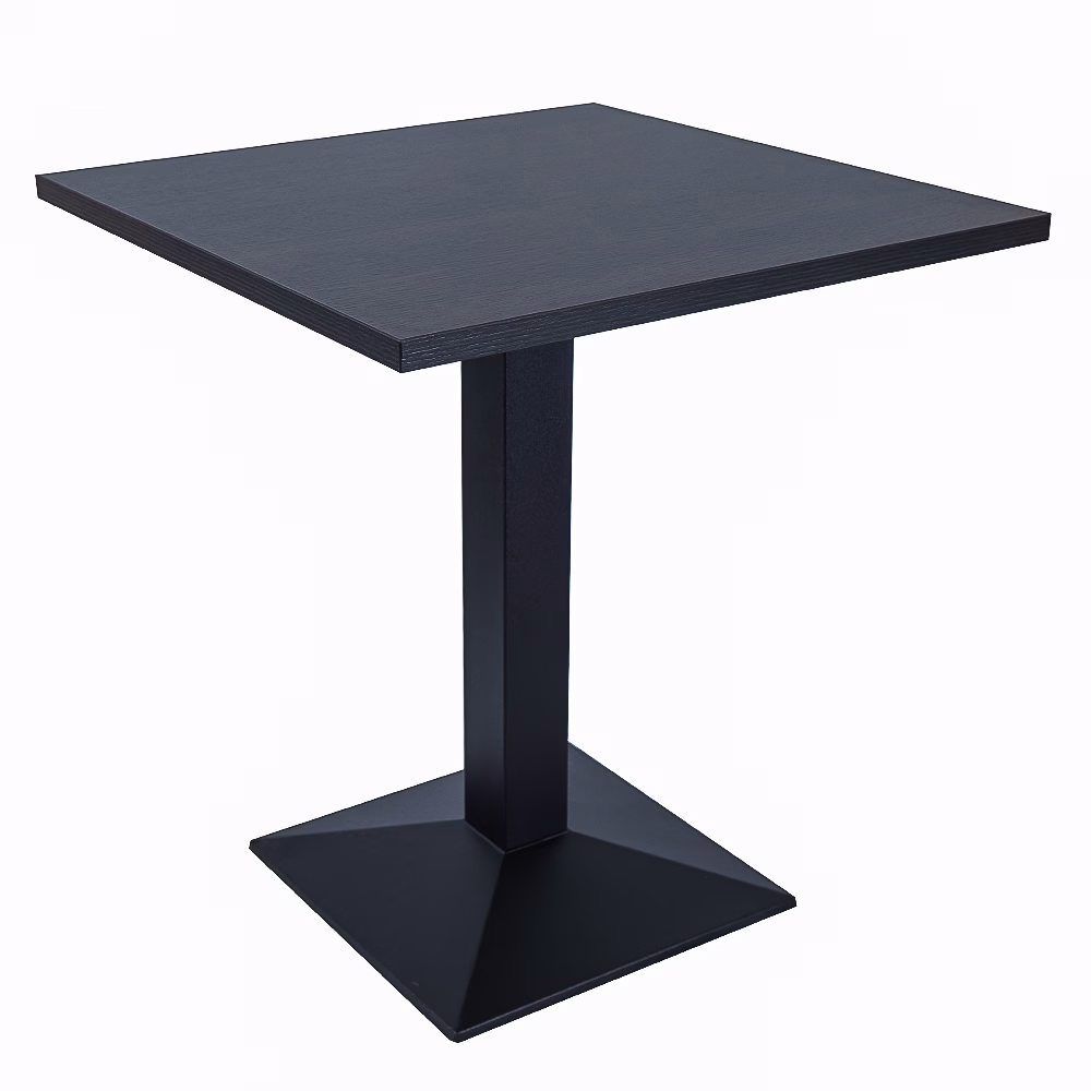 RESTAURANT TABLE DARK OR LIGHT WALNUT BLACK PRYAMID BASE