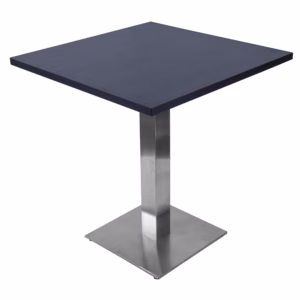 RESTAURANT TABLE DARK WALNUT WITH SQUARE BRUSHED METAL BASE 700×700