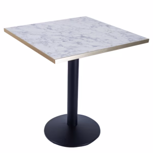 RESTAURANT TABLE WHITE MARBLE GOLD TRIM DOME BASE